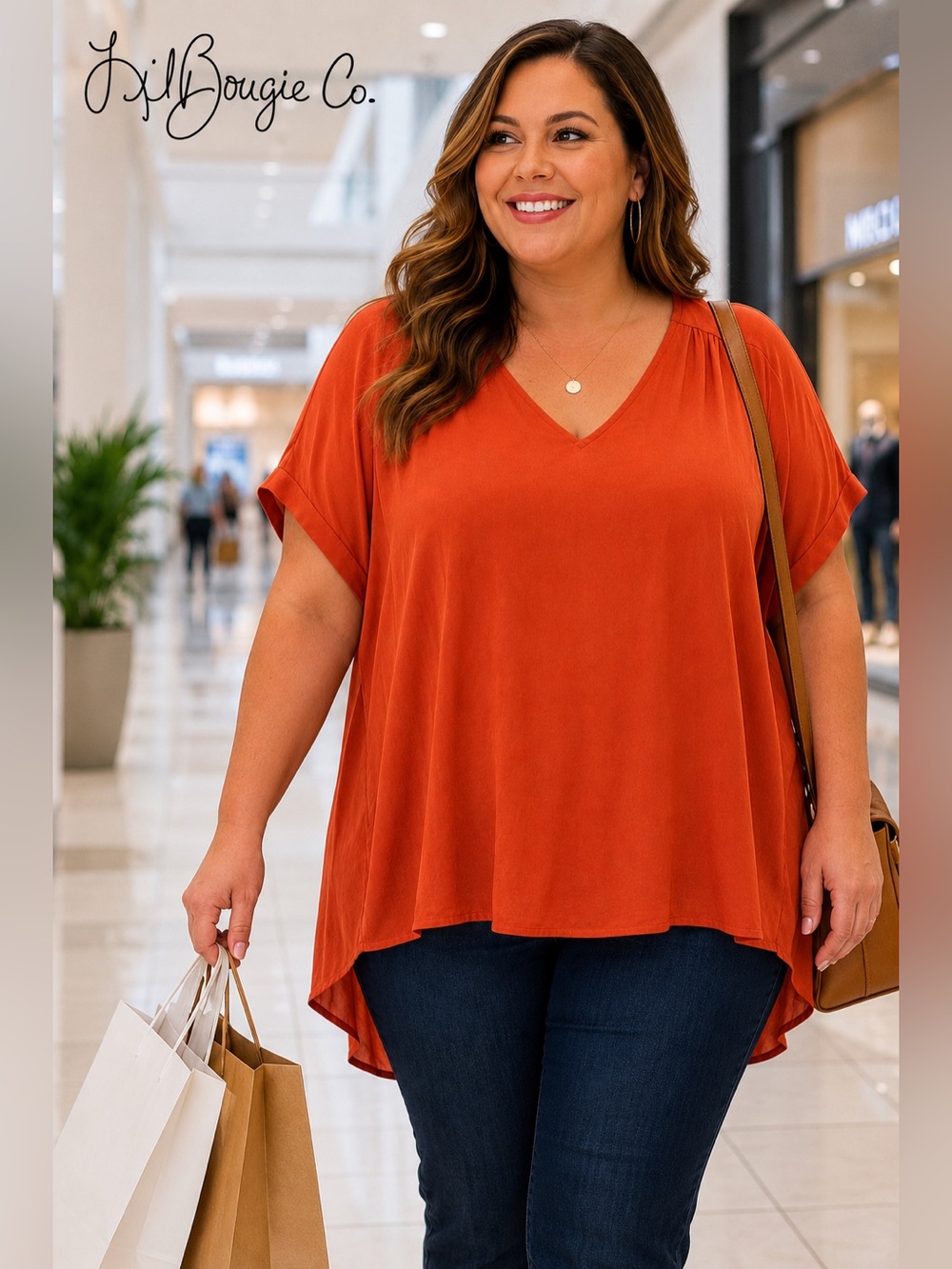 Fall Rust Orange Blouse | Women’s XXL | High Low Hem | Like New